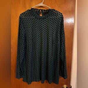 Lane Bryant Teal and Black Polka Dot Dress